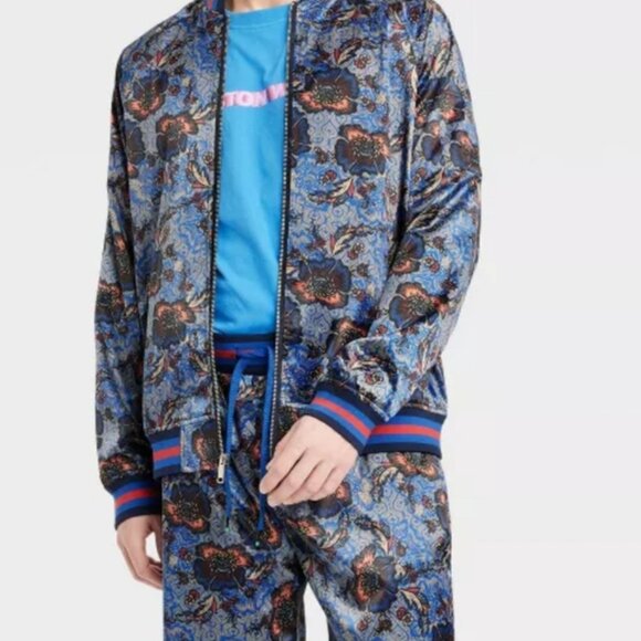 Other - Houston White Floral Patterned Men's Bomber Jacket Size Large